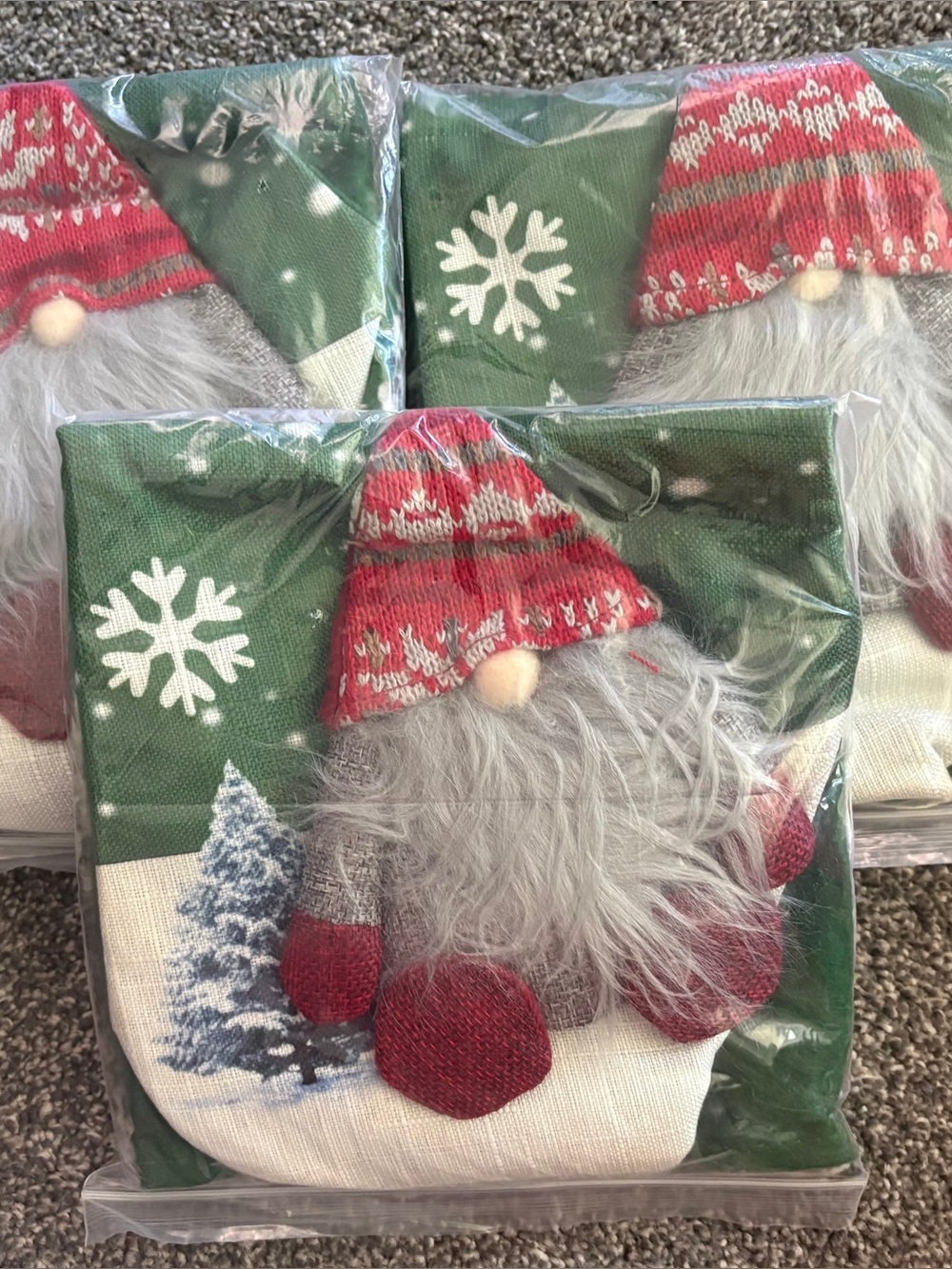 Festive Gnome Holiday Stockings Green & Red - Picture 1 of 1